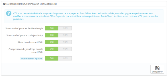 Concaténation, compression et mise en cache Prestashop 1.6