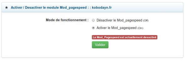 Activer le Page Speed - LWS Panel