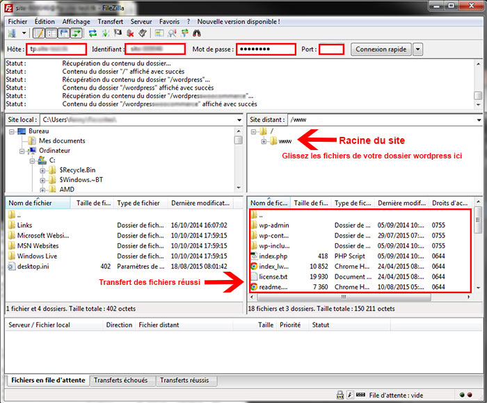 Filezilla-wordpress