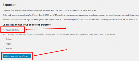 Export WordPress