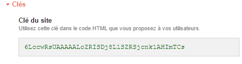 Inscription ReCaptcha
