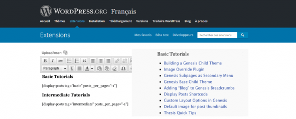 fonctionnalités WordPress