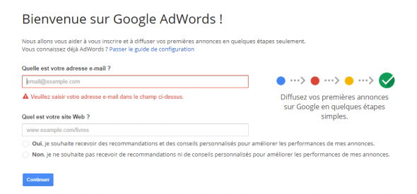 Configurer Google Adwords