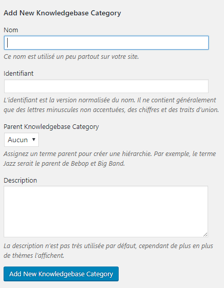 base de connaissances WordPress