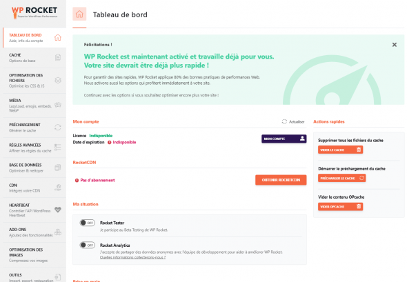 WP Rocket plugin de cache