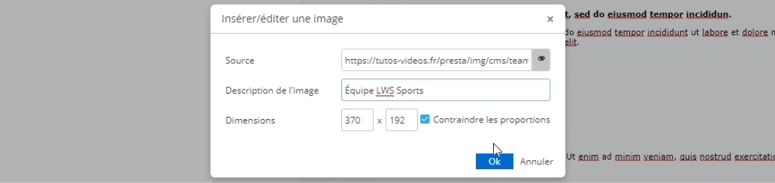 insérer éditer une image site ecommerce