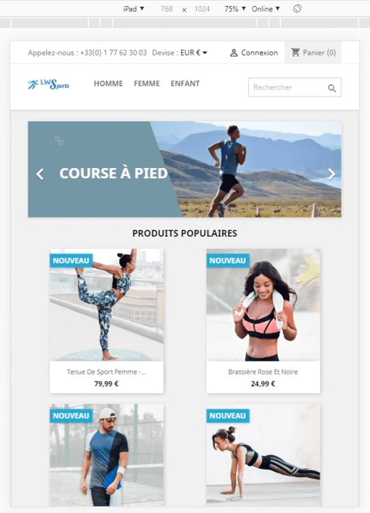 boutique en ligne responsif