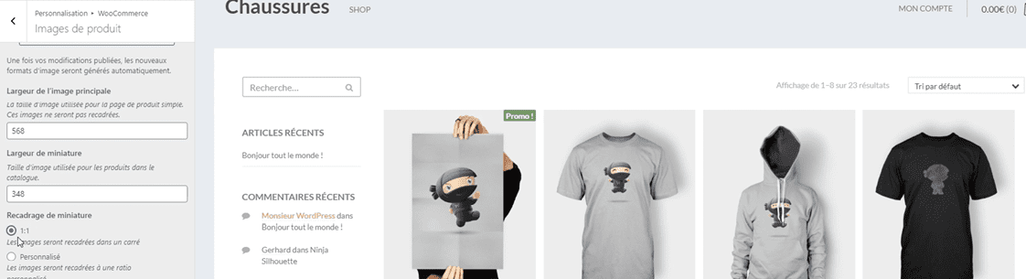 onglets WooCommerce