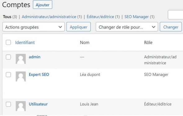 utilisateurs WordPress