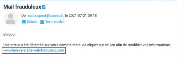 Mail frauduleux
