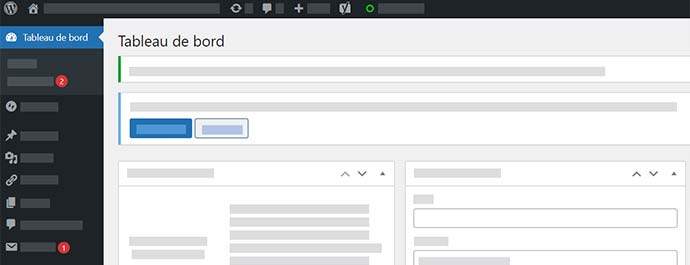 tableau de bord WordPress