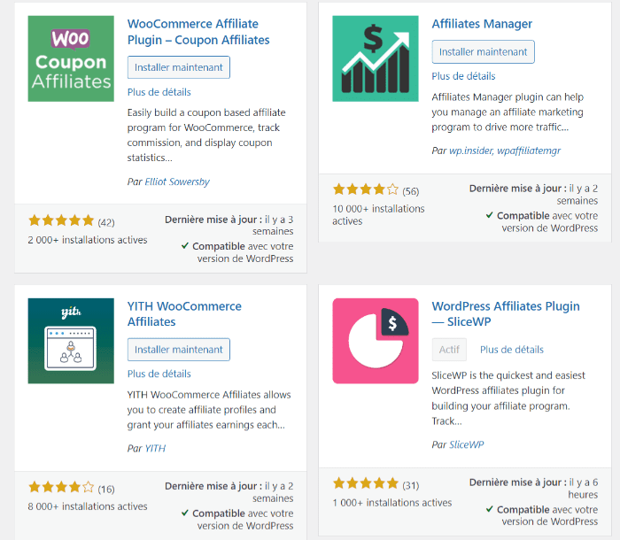 extensions d'affiliation WordPress