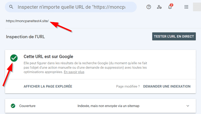 inspecter l'URL depuis la zone d'inspection
