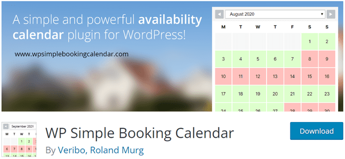 Simple Booking Calendar