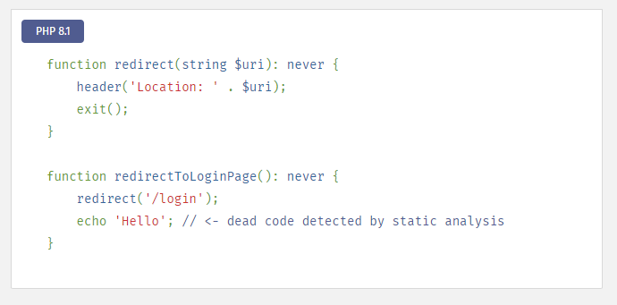 never return PHP 8.1