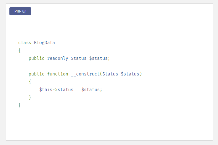 readonly PHP 8.1