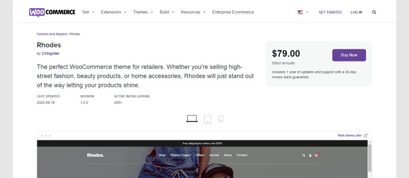 Thème WordPress pour boutique de mode Rhodes