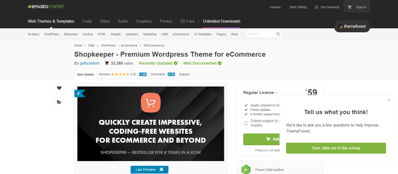Thème WordPress premium Shopkeeper