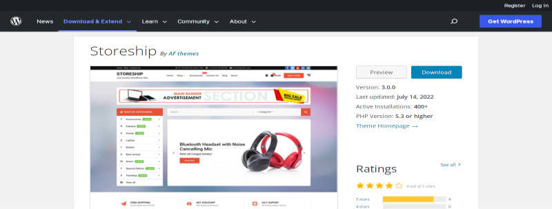 Thème WordPress storeship