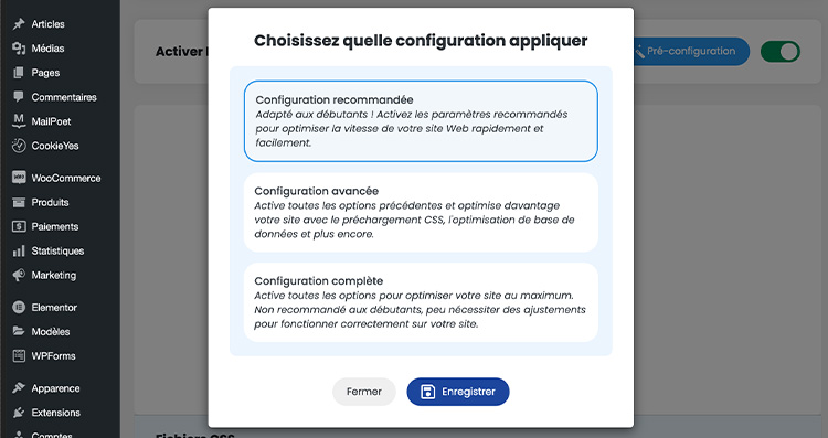 Configuration automatique LWS Optimize
