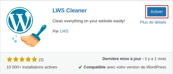 Nettoyer WordPress ajoutez facilement LWS Cleaner depuis votre tableau de bord WordPress Nettoyer WordPress : ajoutez facilement LWS Cleaner depuis votre tableau de bord WordPress