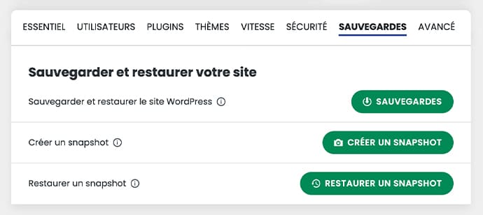 sauvegardes wordpress manager