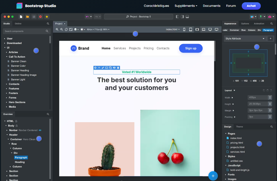 Bootstrap Studio - l'un des éditeurs de code les plus puissants