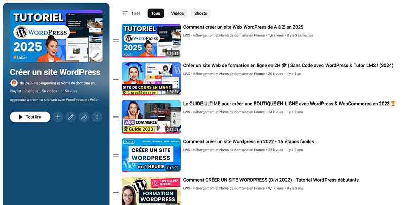 tutoriels youtube lws wordpress tutoriels youtube lws wordpress