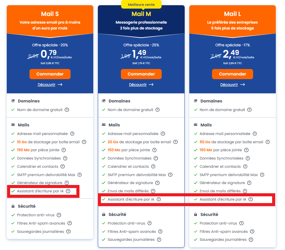 Bénéficiez gratuitement d’un outil de rédaction de mails par IA en souscrivant à nos offres d’adresse mail professionnelle Bénéficiez gratuitement d’un outil de rédaction de mails par IA en souscrivant à nos offres d’adresse mail professionnelle