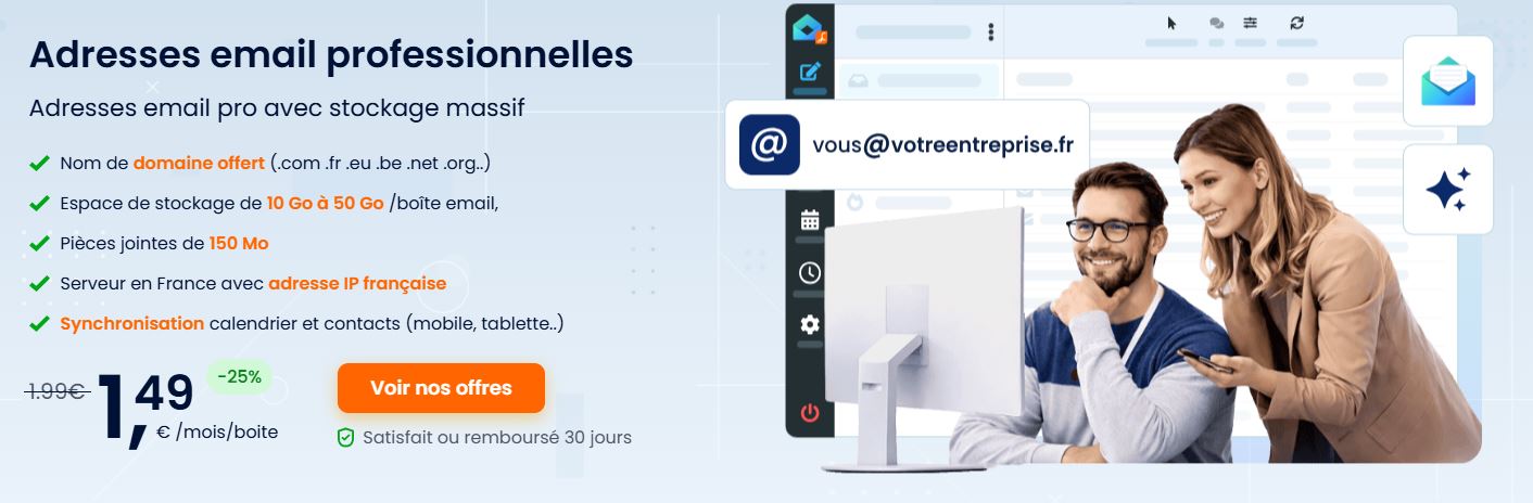 Adresse mail professionnelle entreprise chez LWS à moindre coût